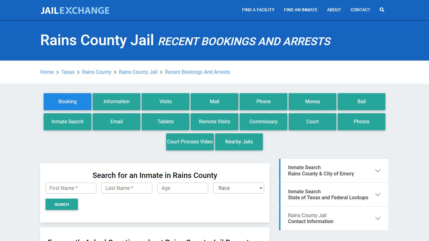 Rains County Jail Recent Bookings And Arrests - Jail Exchange