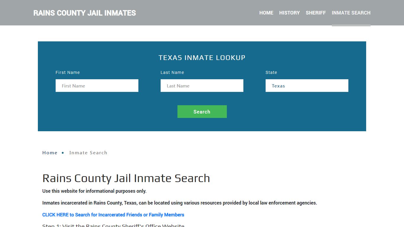 Rains County, TX Detainee Lookup